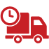 icone livraison camion rapide horloge rouge